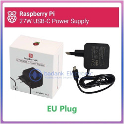 OFFICIAL Raspberry Pi 27W USB-C Power Supply Adaptor 5.1V 5A BLACK color for Raspberry Pi 5